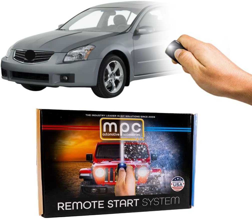 MPC Remote Start with Keyless Entry Kit Compatible with 2005-2006 Nissan Altima Key-to-Start - with Plug-in T-Harness and (2) Ultra-Compact Extended Range 1-Button Remotes - Up to 1,500 ft Range