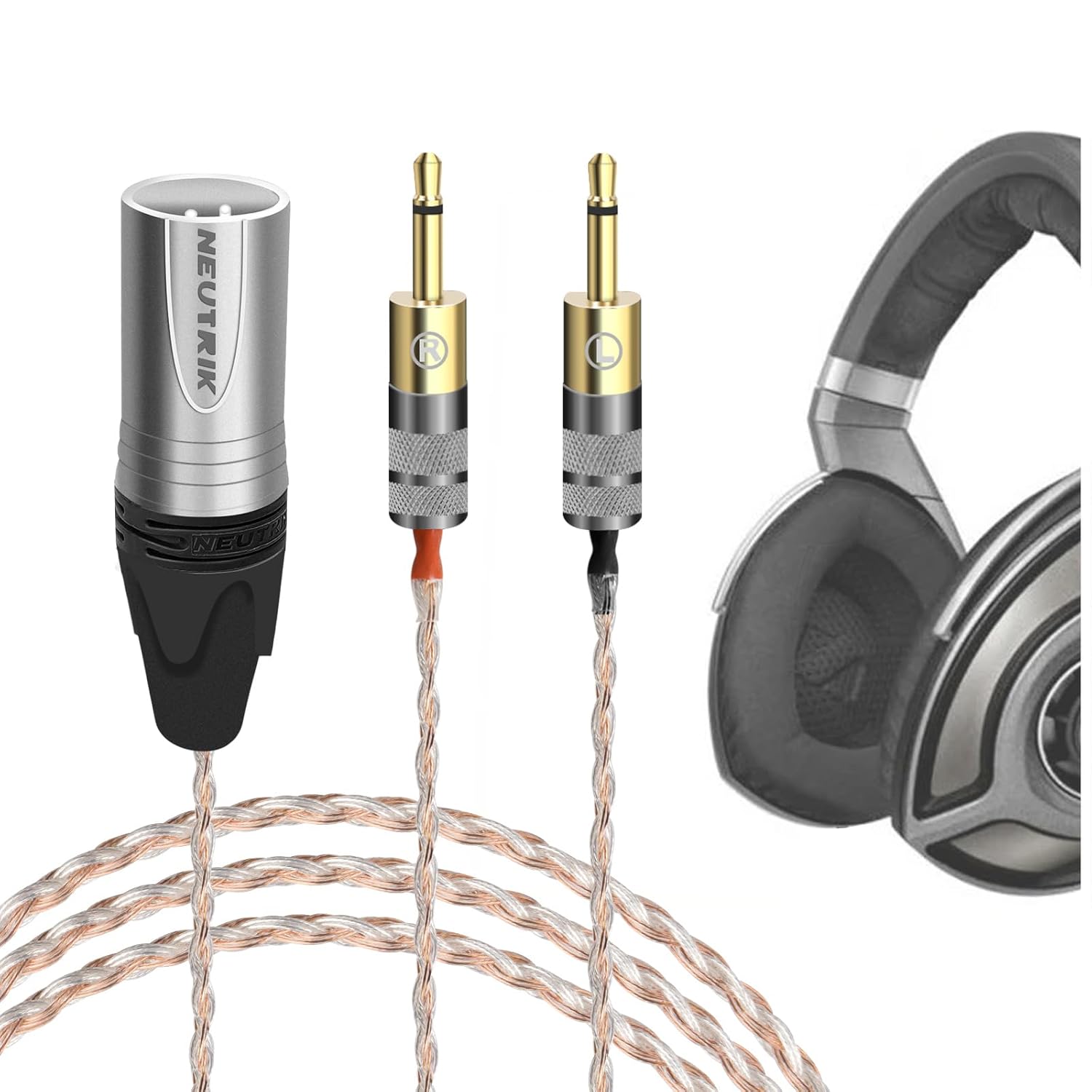 GEEKRIA Apollo 6NOCC Upgrade Cable Compatible with Sennheiser HD700, Dual 2.5mm to XLR Balanced Audio Cord, Hi-Res Audiophile Headphones Replacement (4.9ft / 1.5m)