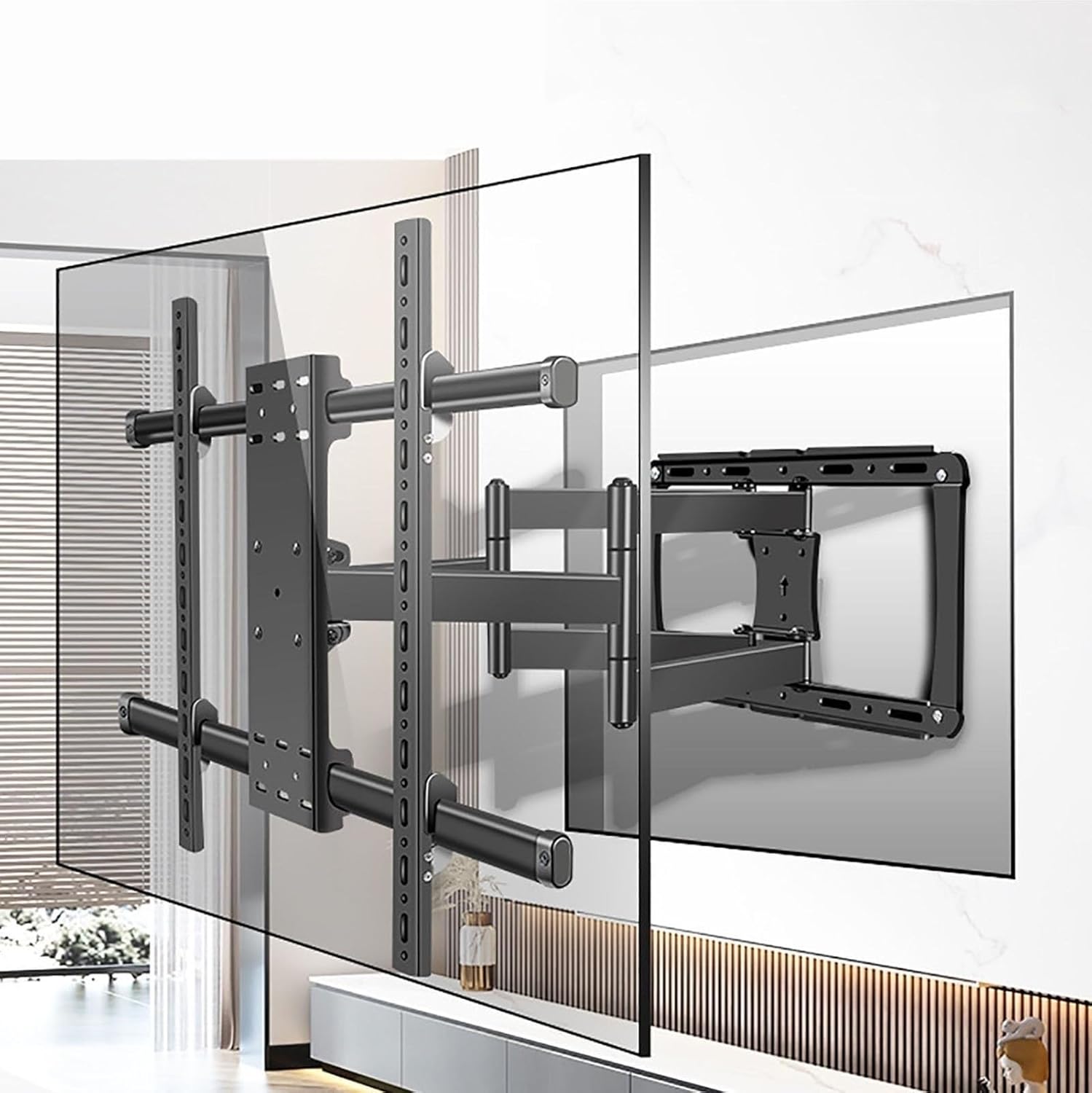 TV Bracket Articulated TV Wall Mount - TV Wall Mount - for 55-90 Inch Flat Curved LED LCD Screens, Tilting and Rotating Support, 800x600mm(