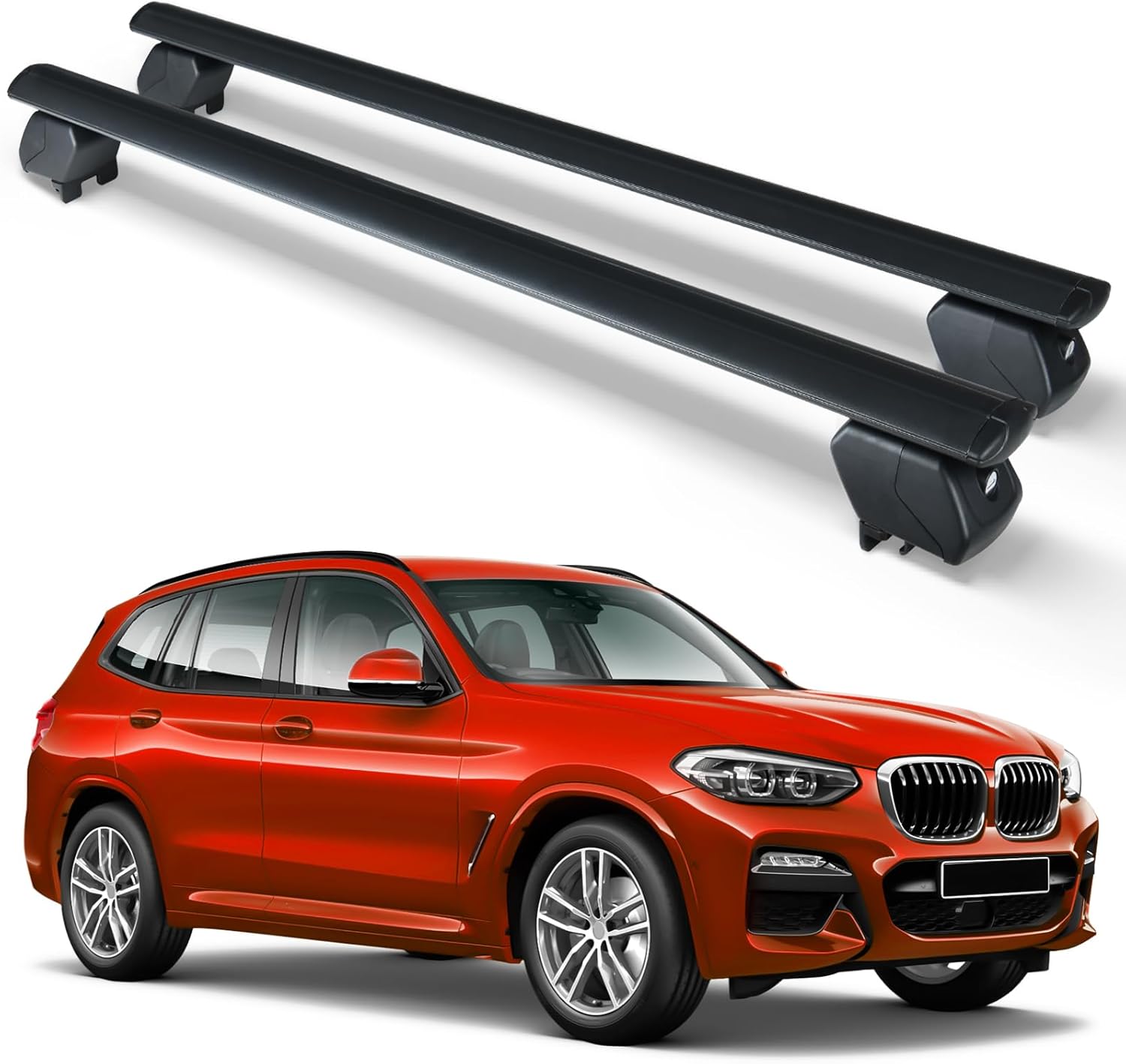 SUORTO Roof Rack Cross Bars Heavy Duty 300 LBS Compatible with 2011-2025 BMW X3 with Side Rails, Lockable & Adjustable Crossbars Cargo Carrier Rooftop Top Luggage Cars