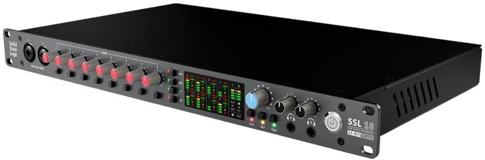 Solid State Logic SSL 18 26-In and 28-Out USB Audio Interface with 4K Analogue Enhancement, Alternative Speaker Switching, and 10 Balanced Line Outputs (Black)
