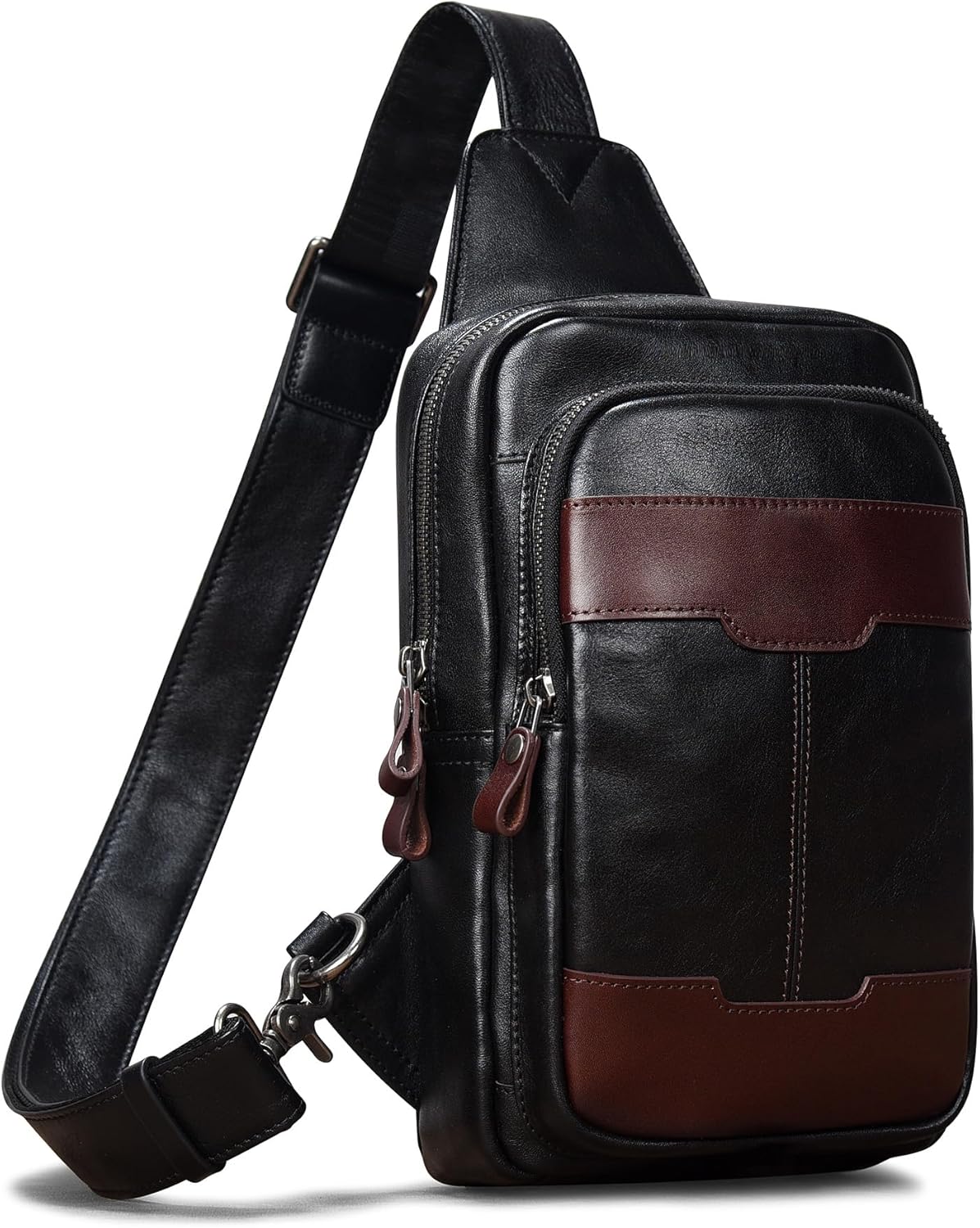 Genuine Leather Sling Bag for Men and Women Crossbody Shoulder Bag Side Sling Backpack Chest Purse Cross Body Casual Daypack