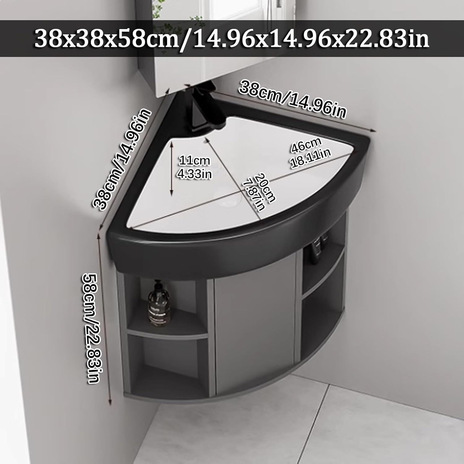 Wall Mount Bathroom Vessel Sink Small Wall Mount Sink Floating Bathroom Sink Corner Wall Mount Multifunctional Practical Ceramic Sink for Bathroom,Laundry Room,Living Room