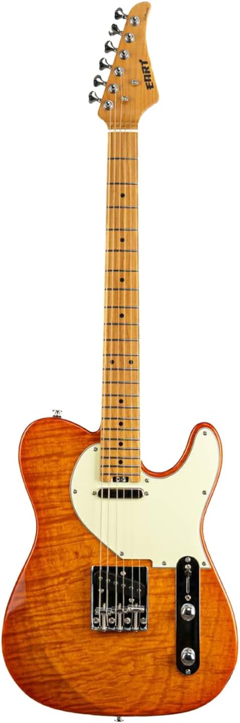 EART NK-C1 Soild Body Electric Guitar - Roasted Mahogany/Flame Maple Body & Maple Neck, Stainless Steel Frets, Bone Nut, Artones-TSC Pickups, Vintage Tones
