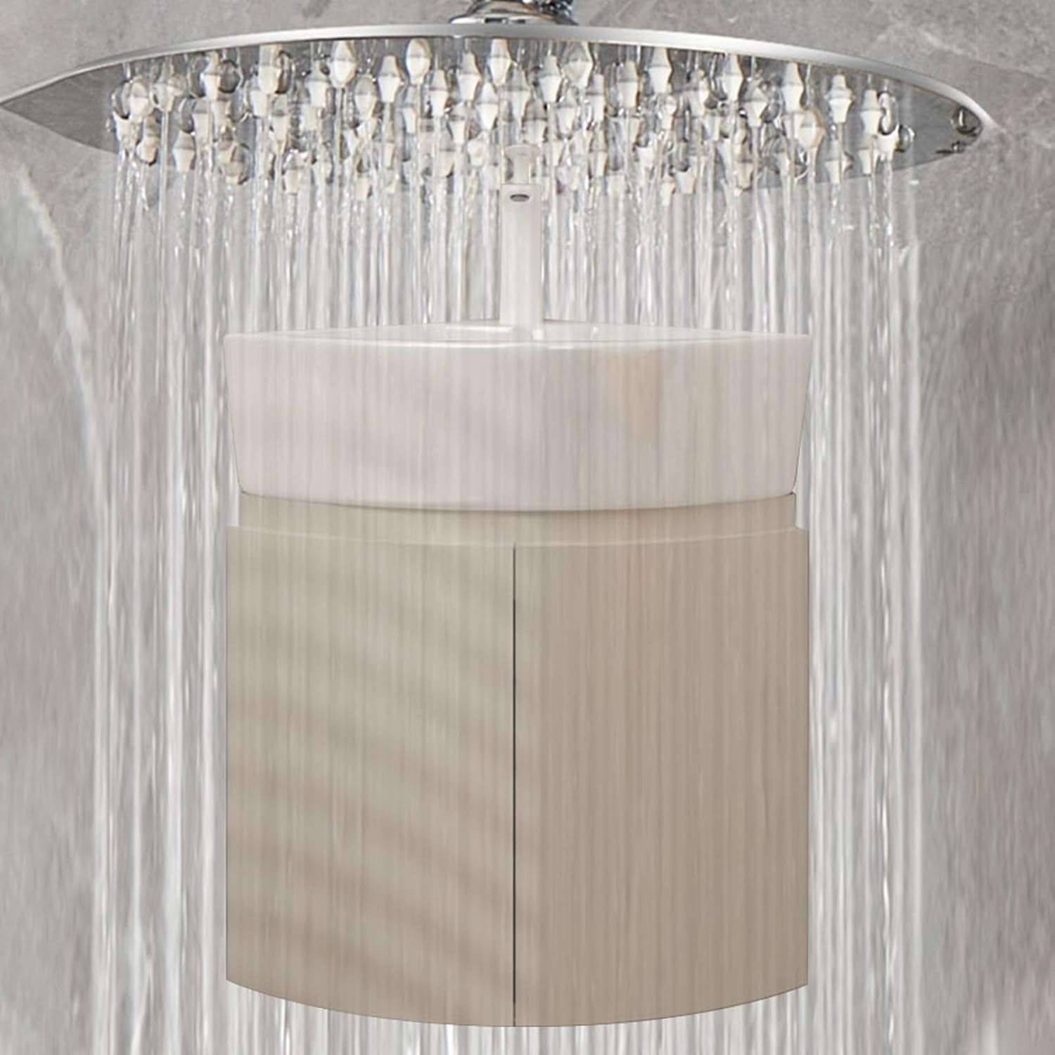 Corner Wall Mount Bathroom Sink, Corner Bathroom Vanity with Sink, Ceramic Corner Sink with Storage Container, Ceramic Wash Basin, Mirror Cabinets with Anti-Fog, for Small Space(33cm/13in)