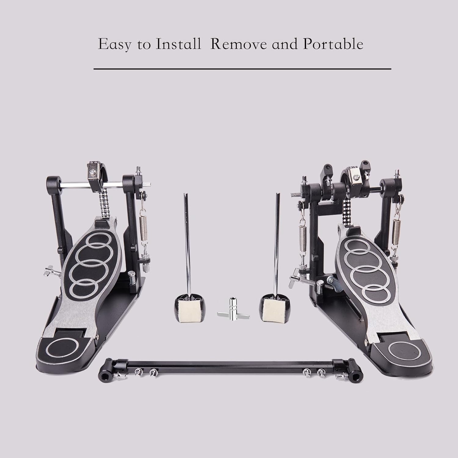 Bass Drum Pedal，Double Bass Drum Pedal，Double Chain Drum Kick Pedal Suitable for Electric Drum Set or Acoustic Drum Kit.