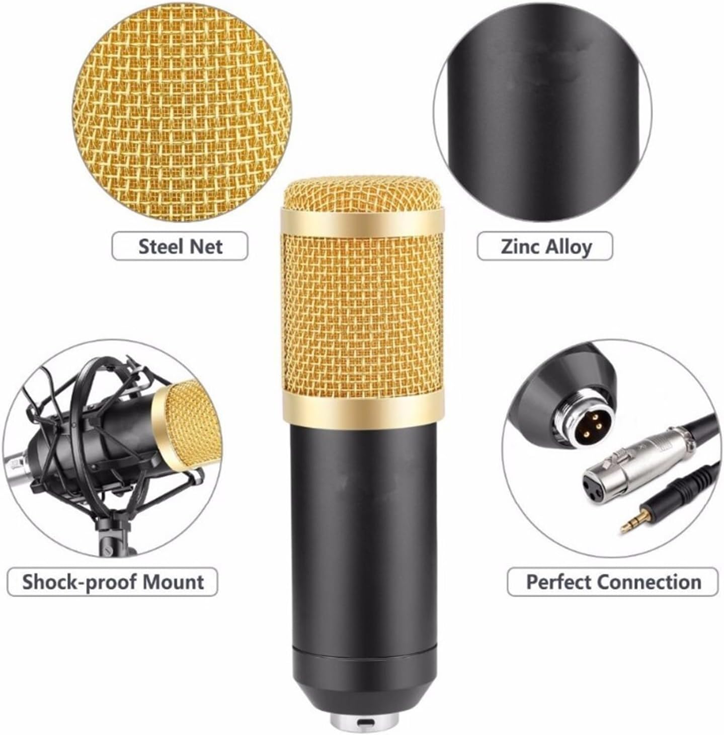 Sound Card Kit Professional Condenser Microphone Kit with V8 Sound Card Set for Live Streaming Mic Home Karaoke Studio Studio Setup for Recording Music