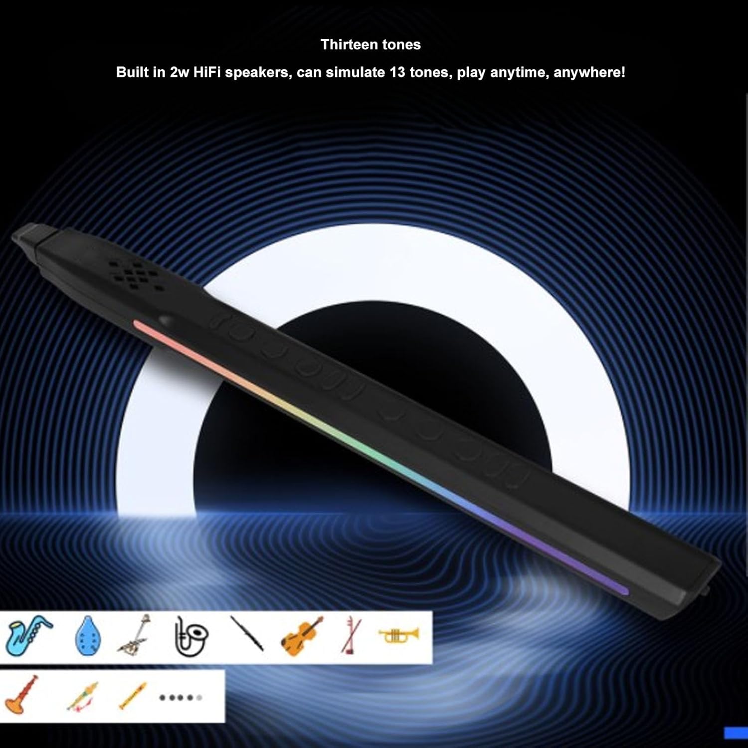 MIDI Electronic Saxophone, Multifunctional 13 Options Electronic Wind Instrument Set with Touch Sensitive Buttons, Built In Speaker, Replacement Nozzle