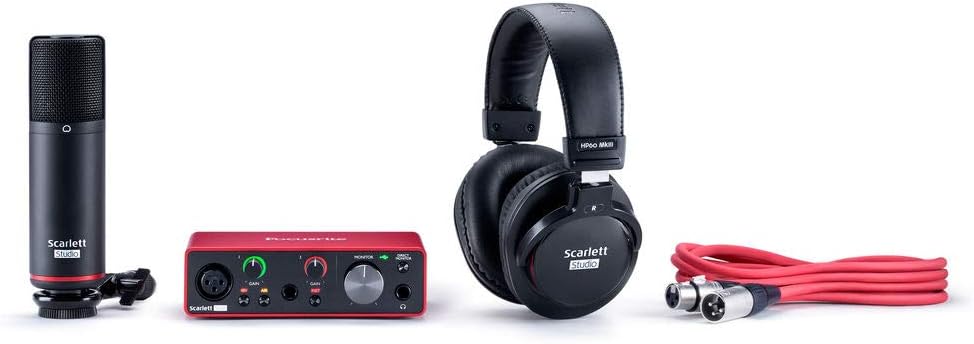 Focusrite Scarlett Solo Studio 3rd Gen USB Audio Interface Bundle for the Guitarist, Vocalist or Producer with Condenser Microphone and Headphones for Recording, Songwriting, Streaming and Podcasting