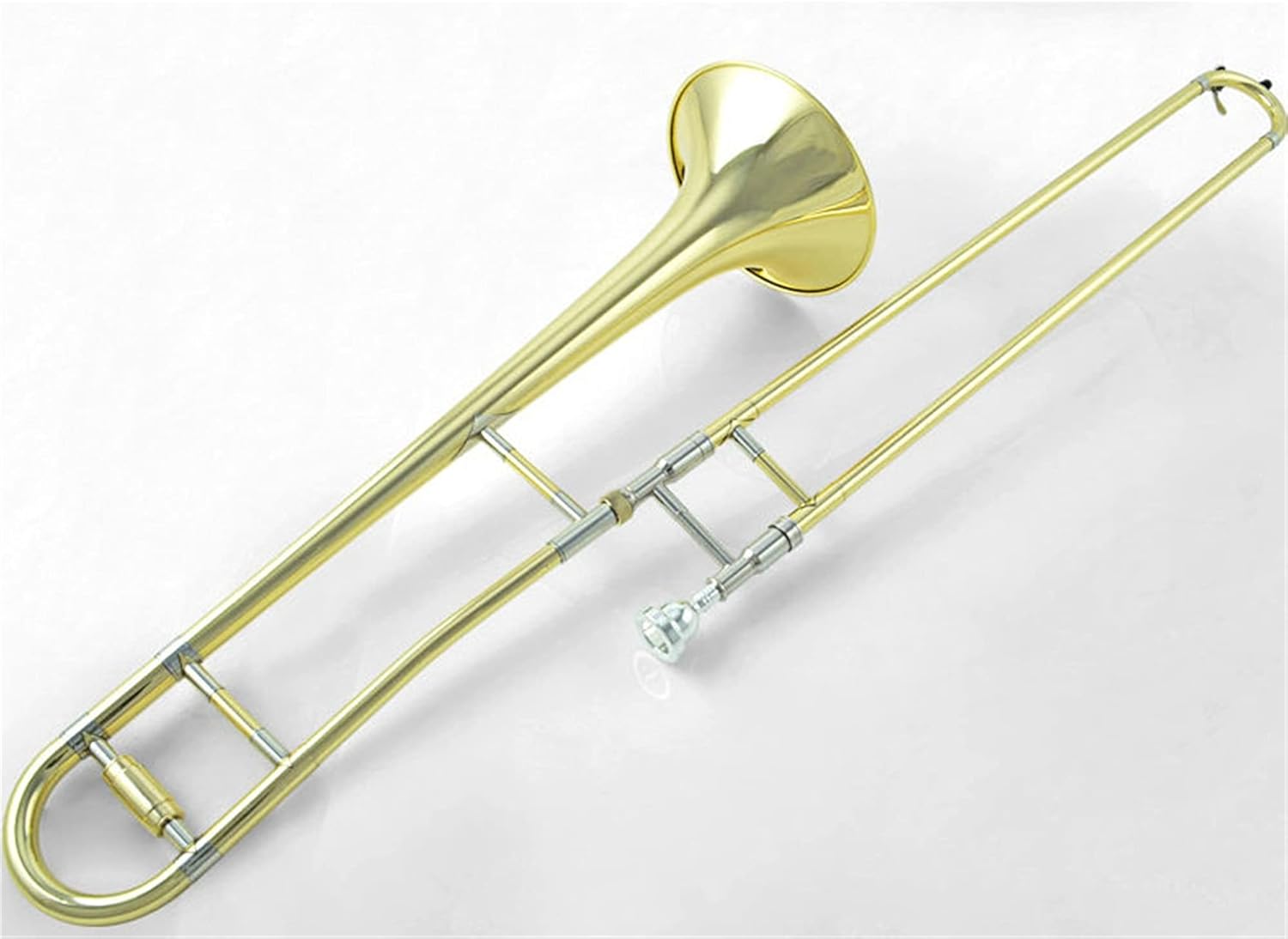 Standard Trombone Professional Alto Trombone B Flat Gold Lacquer Brass Trombone Wind Instrument with Trombone Mouthpiece and Case Valve Trombone