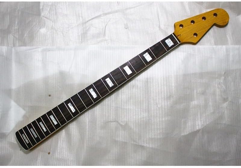21 Frets Five Strings Maple Electric Bass Guitar Neck With Rosewood Fingerboard Yellow Color Glossy Paint Guitar Parts