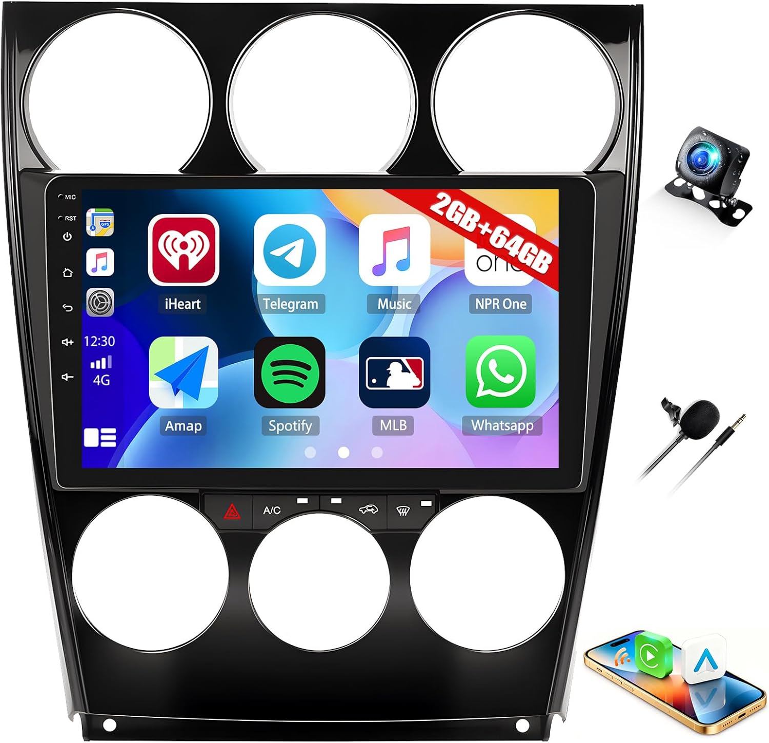 2G+64G Car Radio for Mazda 6 2002-2008 with Wireless CarPlay Android Auto 9