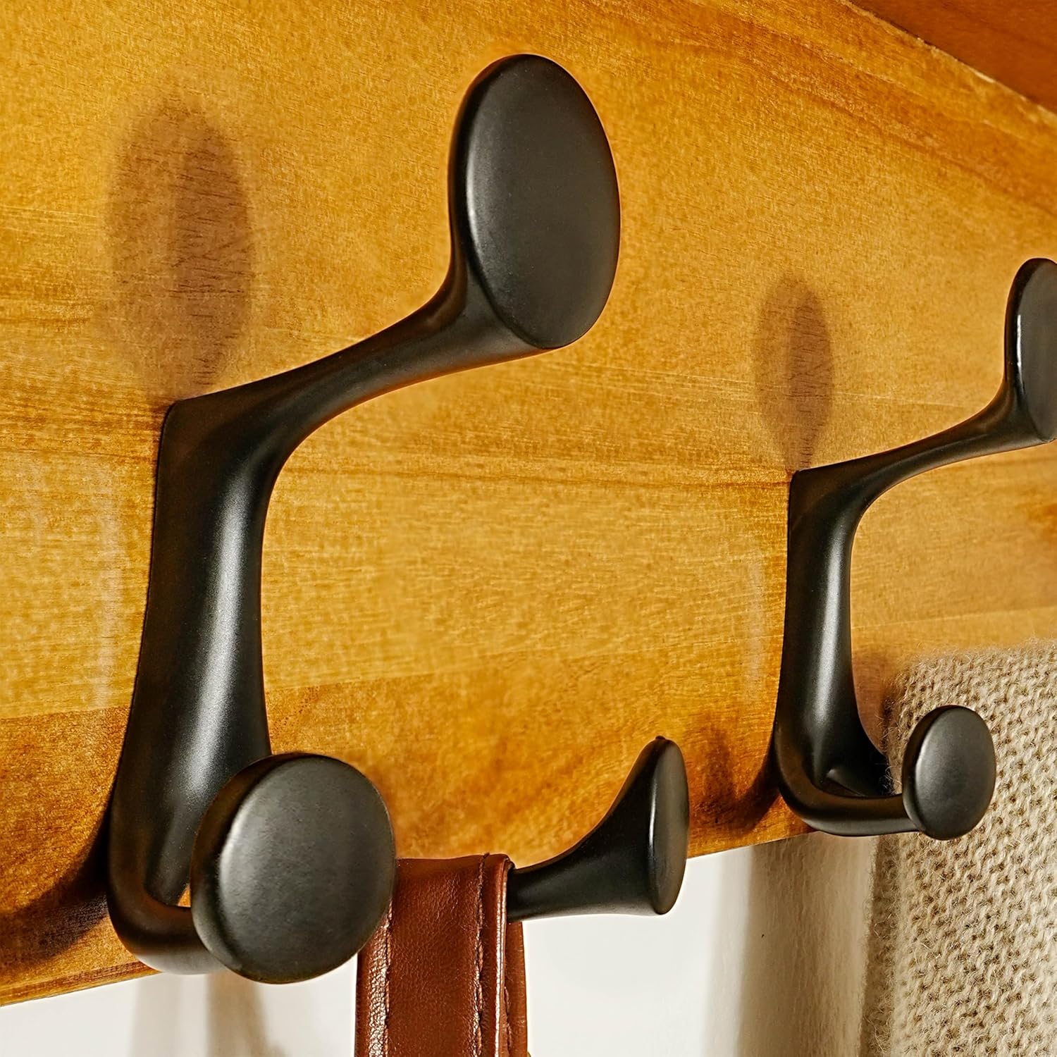 SKOLOO Wall Shelf with Hooks, 24-Inch Brown Coat Rack Wall Mount with Shelf Organizer - Lightweight & Sturdy​​, 5 Tri Hooks - Perfect for Entryway, Hallway, Living Room, Bedroom, Mudroom