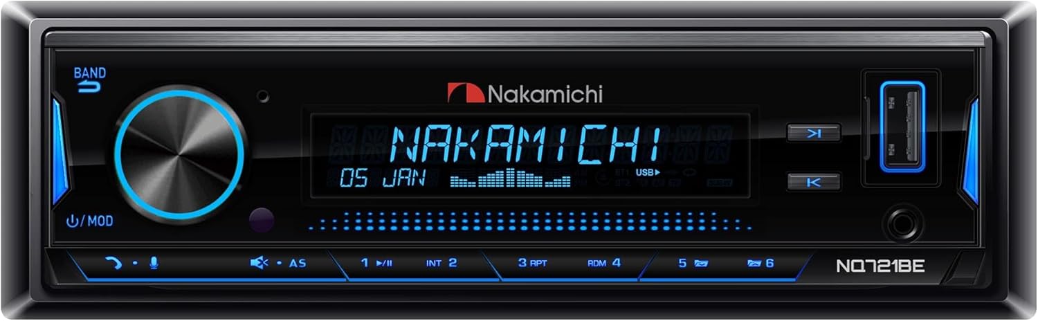 Nakamichi NQ721BE Single-Din in-Dash Mechless Digital Media Receiver with Bluetooth