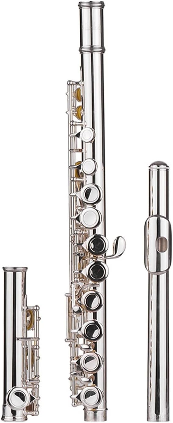 Flute Kit 16 Holes Closed Hole Flute Set Woodwind Instrument C Key Concert Flutes Cupronickel Silver Plated with Cleaning Cloth Intermediate Flute