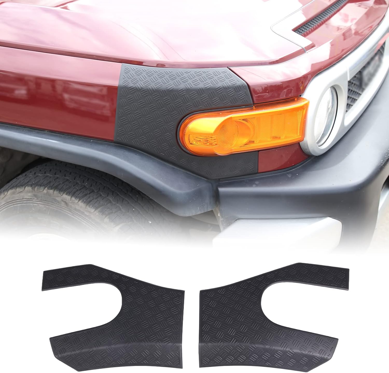 Cowl Body Armor Outer Cowl Cover Side Corner Guards Compatible with Toyota FJ Cruiser 2007-2021 Car Headlight Side Corner Guards Cowl Front Fog Light Side Wrap Angle Guard Cover Trim ABS Accessories