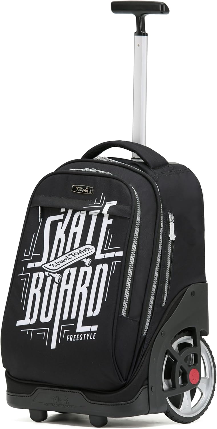NEW TILAMI 19 inch Rolling Backpack Teens Rolling Backpack Cute Wheeled Laptop Backpack Bookbag Roller Travel Bag College, Skate Board