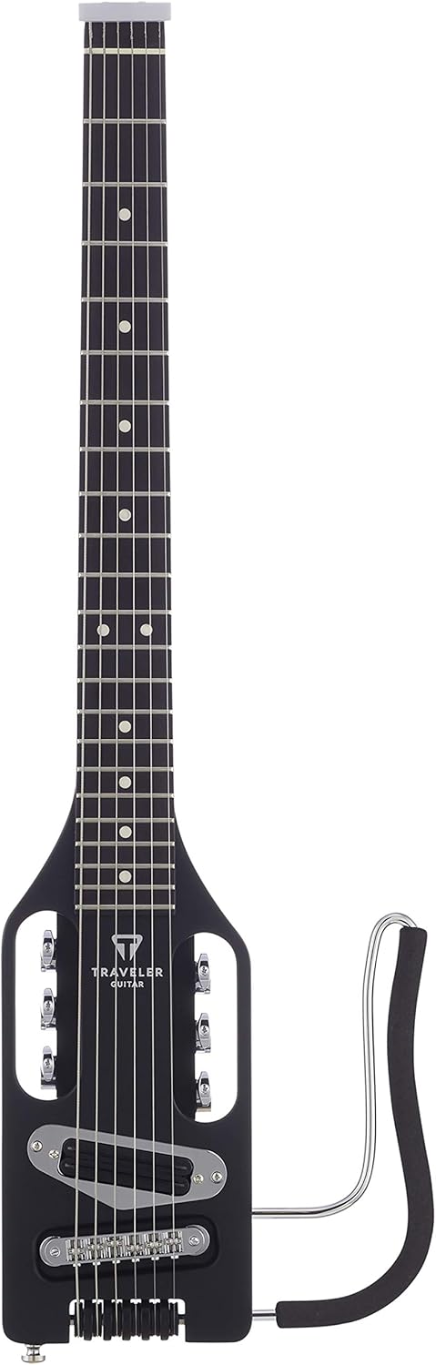 Traveler Guitar Ultra-Light Electric Guitar Matte Black | Portable Electric with Removable Lap Rest | Full 24 3/4