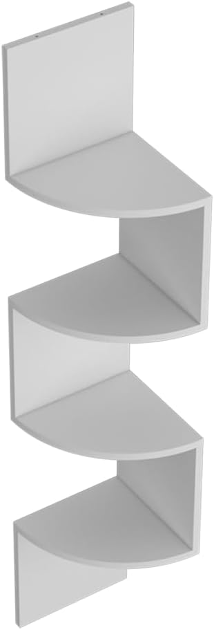DSHADE 4-Tier Corner Shelves, Floating Corner Shelf,Wall Organizer Storage,Wall Mount Shelves for Bedrooms, Bathroom Shelves,Kitchen,Offices,Living Rooms (White)