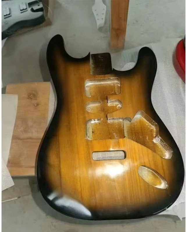 DIY Guitar Body Set with Rosewood Fingerboard – Colorful Electric Guitar Build Kit for Custom Assembly & Sound Crafting – Includes Tuner and Essential Parts for Instrument Construction (Yellow)