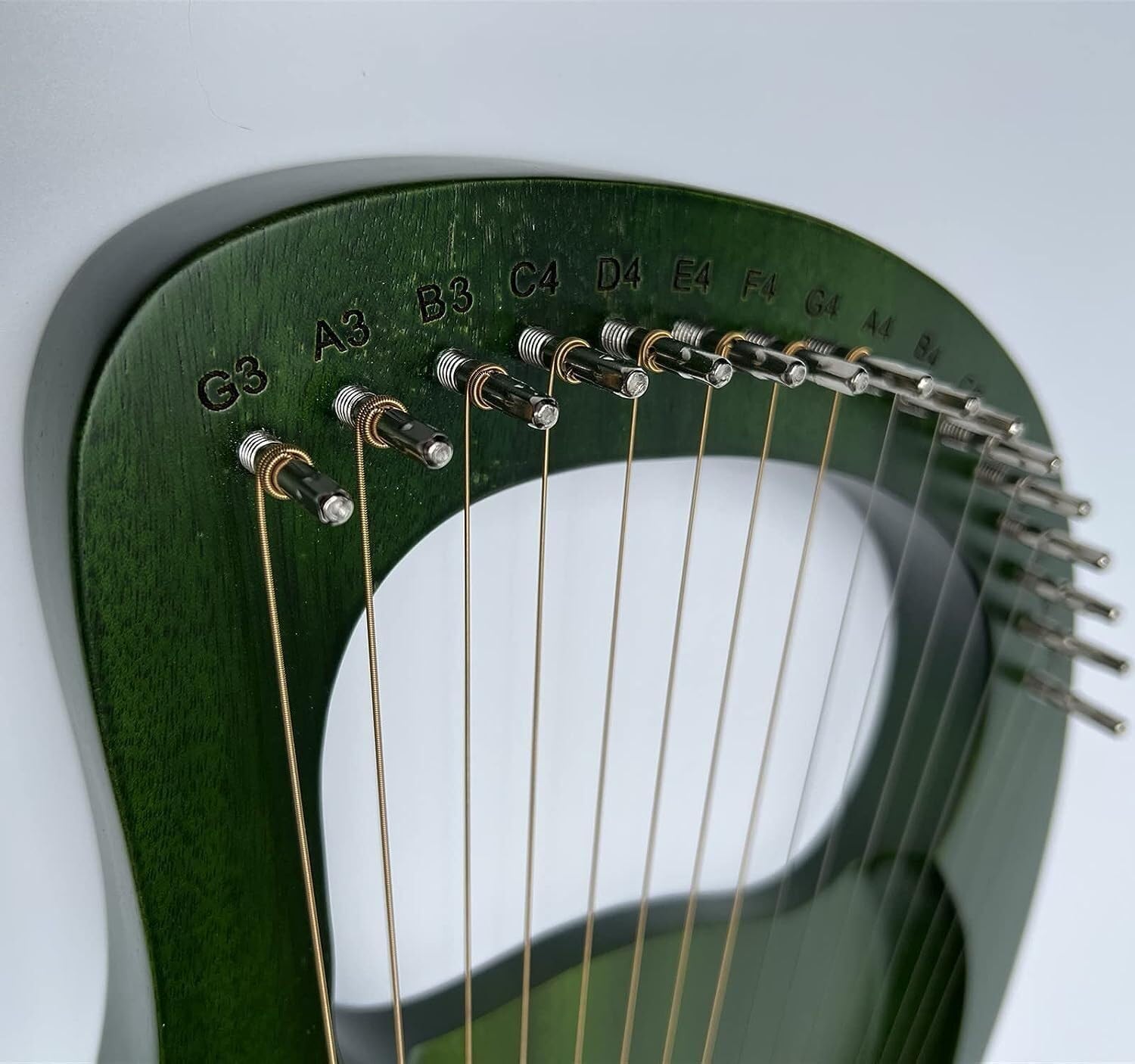 Lyre Harp, 16 Metal Strings Maple Saddle Mahogany Body Lyre Harp with All Accessories Included (Color:Green)(Green)