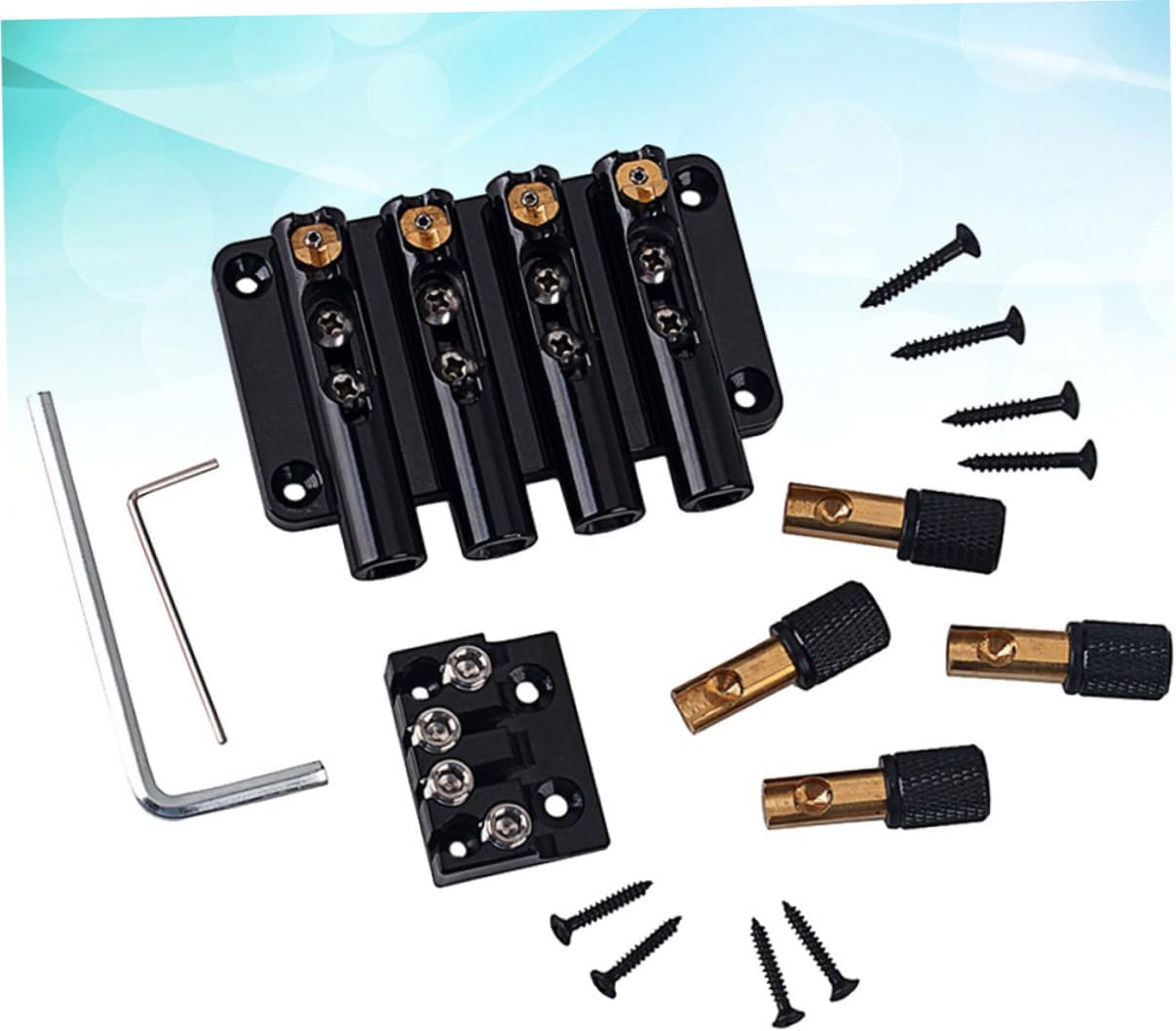 String Headless Bass Guitar Bridge with String Lock Vintage Style Design Easy Install Black