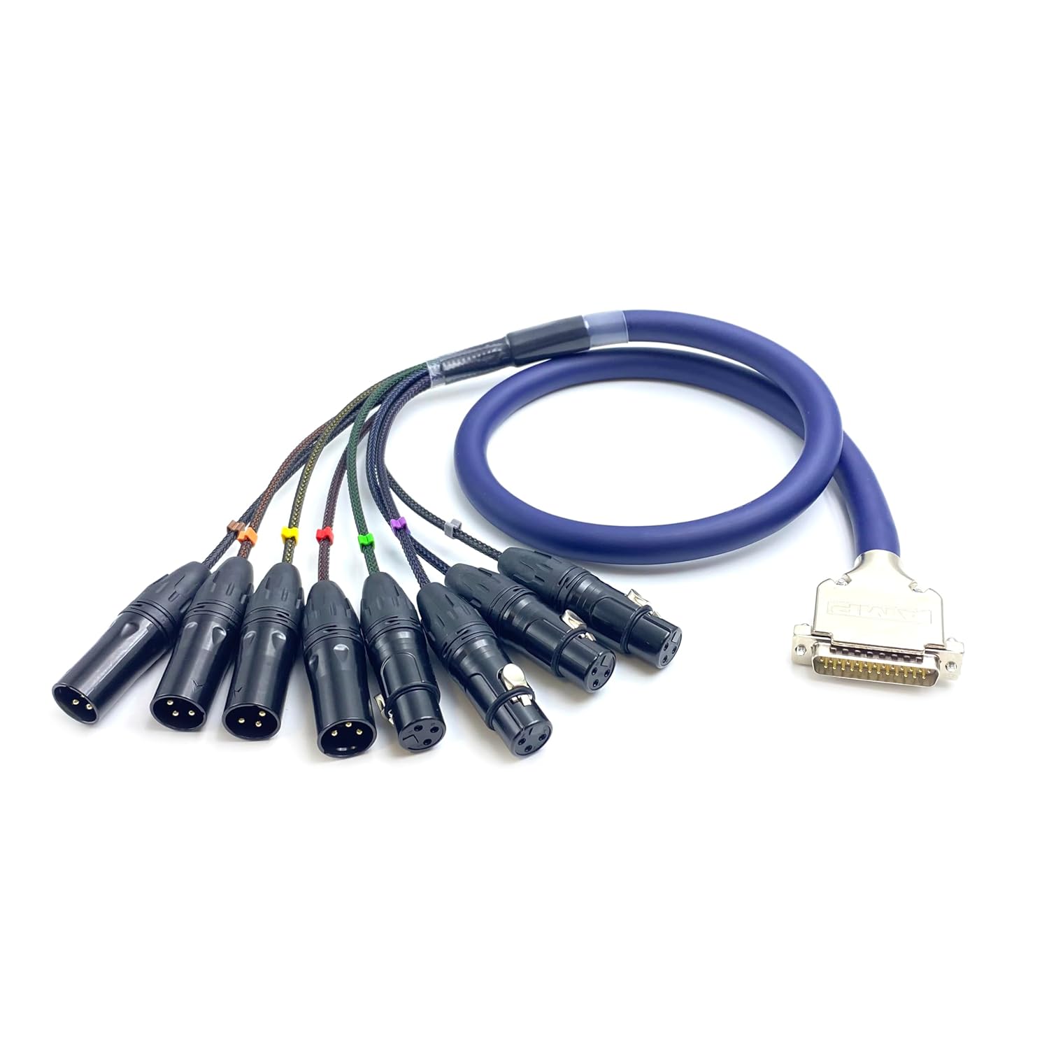 3.28ft DB25 to XLR Snake Cable, DB25 Male to 8 Channel XLR 3Pin Balanced Snake Cable 4 Male and 4 Female Highly Shield Analog Audio PVC SnakeCable Patch Bay Interface Modular Wire 1Meter