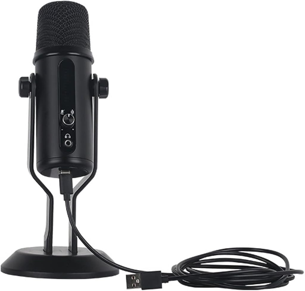USB Capacitance Microphone, LED Voice-Activated Breathing Light, One-Click Noise Reduction/Home Studio Applications