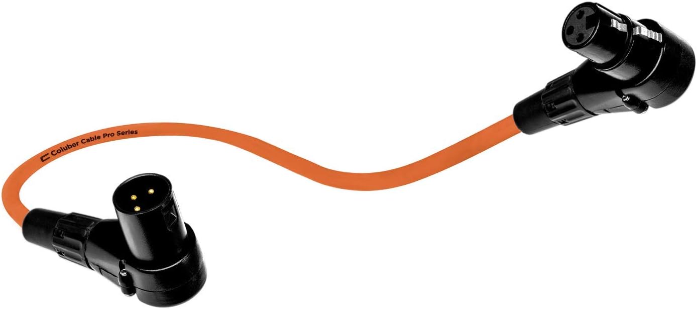 Balanced XLR Cable Right Angle Male to Right Angle Female - 75 Feet Orange - Pro 3-Pin 90 Degree Microphone Connector for Audio Interface or Mixer for Live Performance & Recording