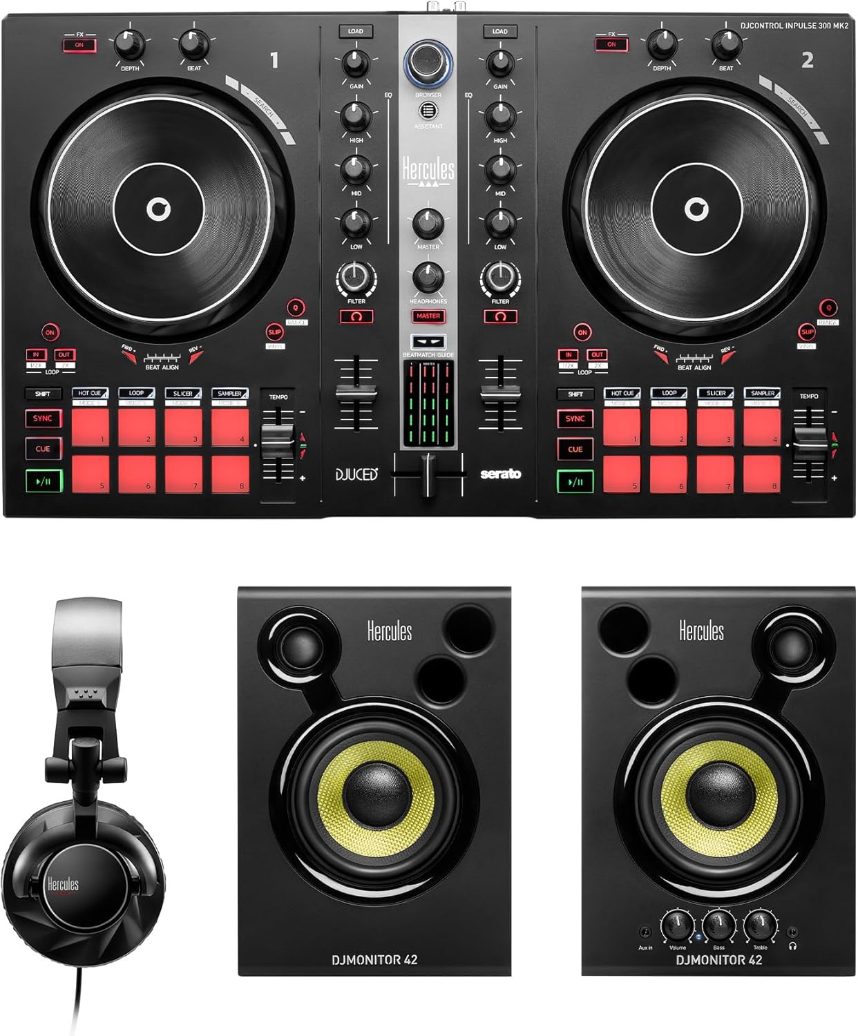 Hercules DJ Essentials Kit – All-in-One Kit to Learn to DJ – Software and Tutorials Included