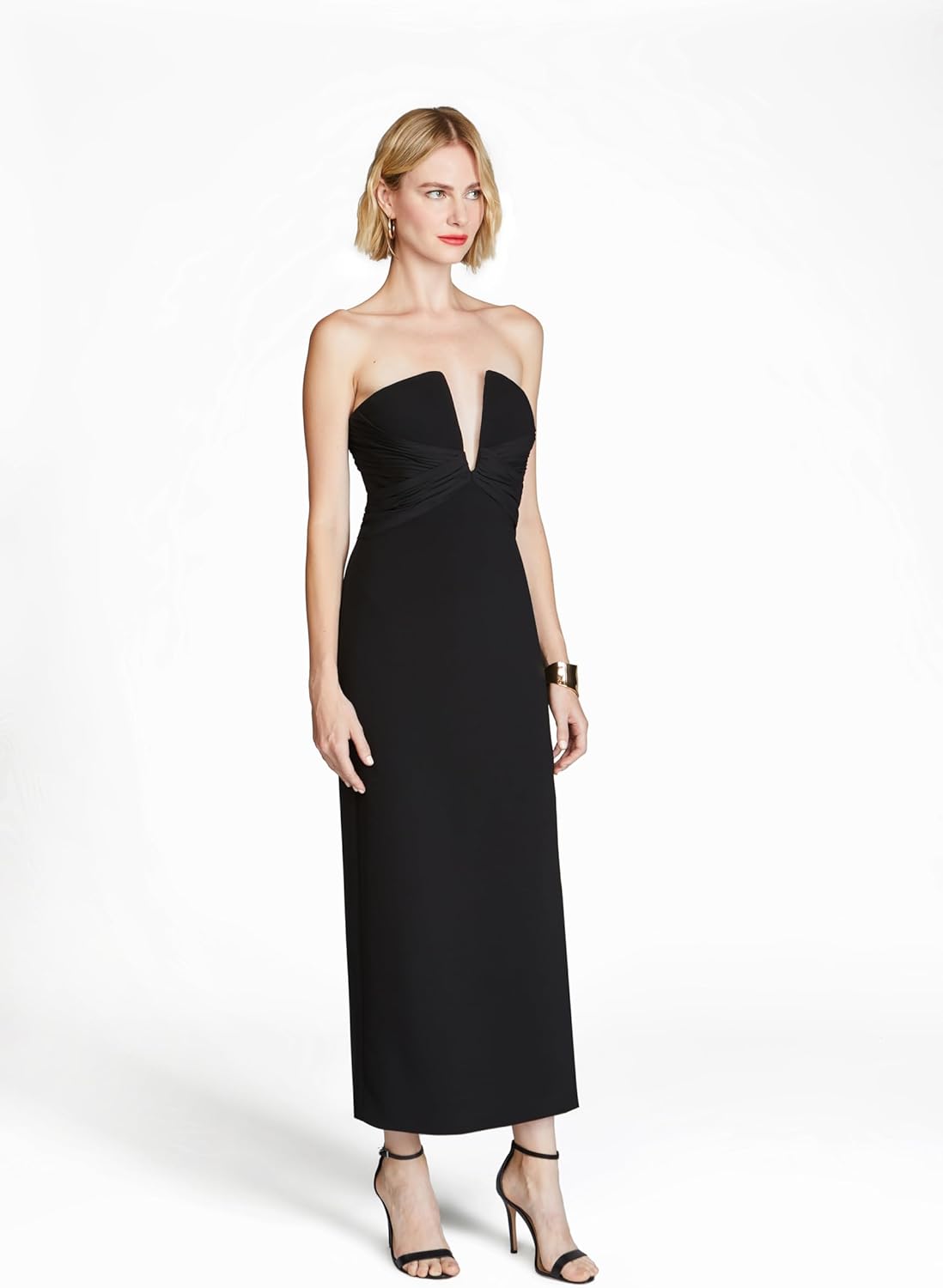H Halston Womens Marguerite Crepe Midi Dress
