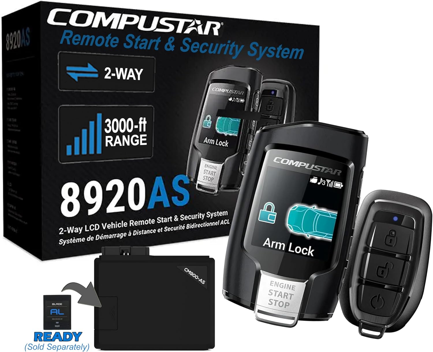 Compustar All-in-One CS8920-AS 2-Way Interactive LCD Remote Starter Kit & Alarm System (Up to 3,000-FT Range)