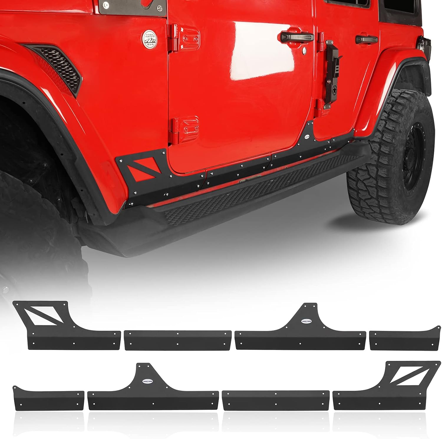 Hooke Road for Jeep Rocker Panel Guards Body Armor Cladding Skid Plate Slider for 2018-2026 Jeep Wrangler JL Unlimited 4-Door