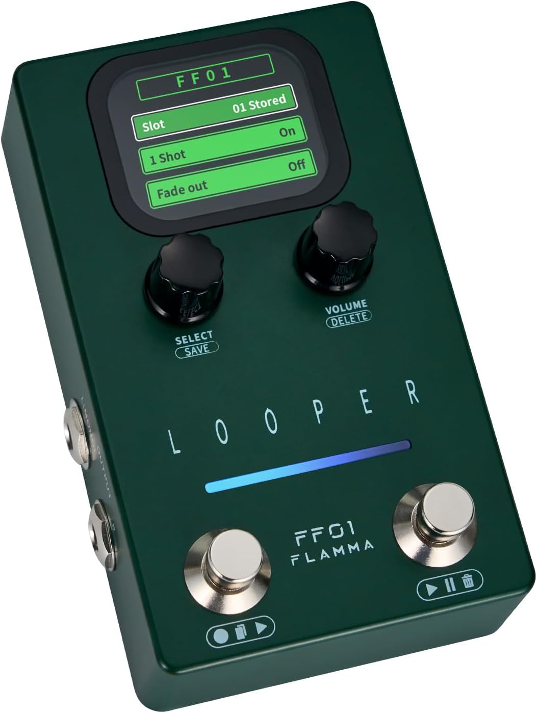 FLAMMA Looper Guitar Pedal, FF01 Looper Pedal with 40 Slots 160 Mins Looping Time, Stereo Guitar Loop Pedals with Screen for Electric Guitar/Bass, Fade Out, USB Data Management