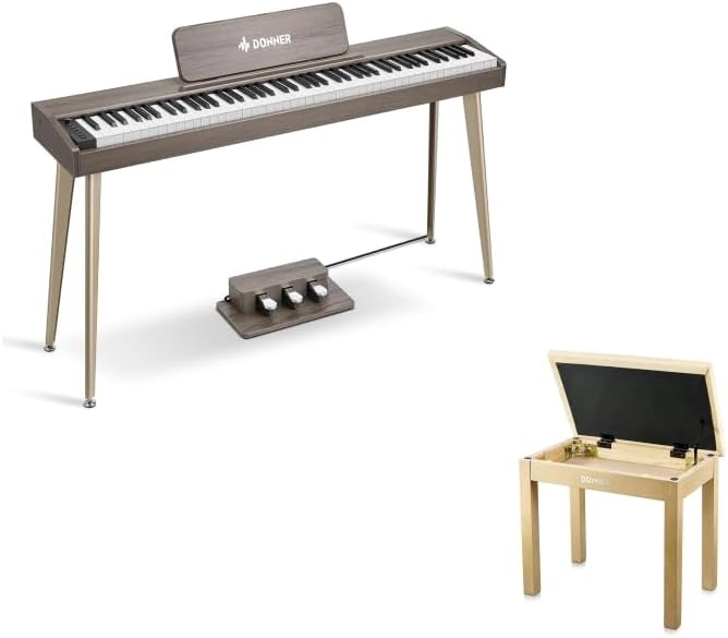 Donner OURA DDP-60 88 Key Digital Piano Keyboard+ Donner Piano Bench with Storage
