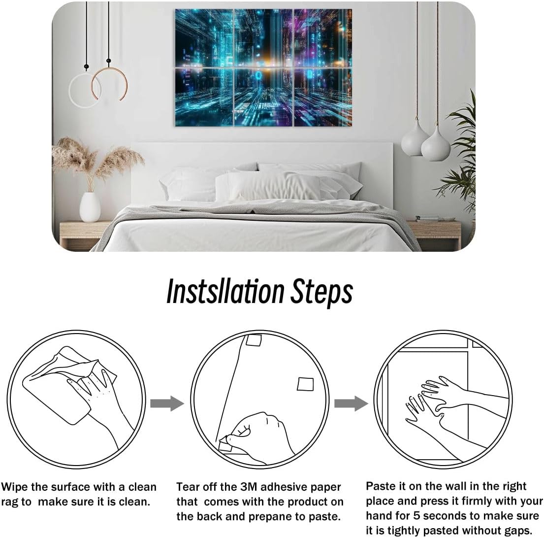 6 Pack Art Acoustic Panels Datalake Big Data Warehouse Data Lake Platform Analytics Technology Soundproof Wall Panels, 48