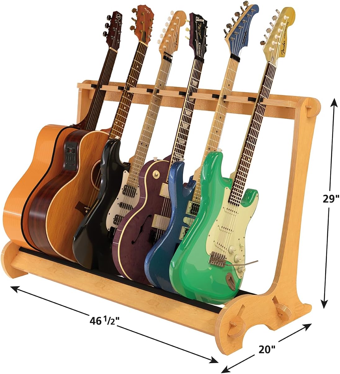 A&S Crafted Products The VersaRack Six Guitar Stand | Holds Acoustics & Electrics | Nitro Safe | Made In U.S.A.