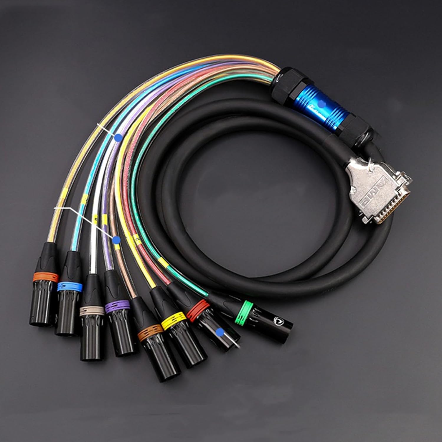 Professional DB25 Male to 8 XLR 3Pin Female High Shielded Eight Channel Analog Audio Signal Cable for Mixing Console PVC Cable 1.5Meter