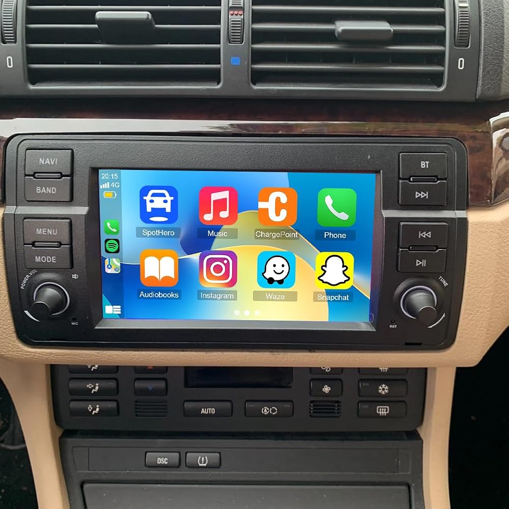 2G+32GB Car Stereo Radio for B-MW E46 1998-2006：Support Wireless CarPlay Android Auto 7 inch IPS Touchscreen Bluetooth GPS 5GWIFI RDS FM Radio SWC Mirror Link Backup Camera
