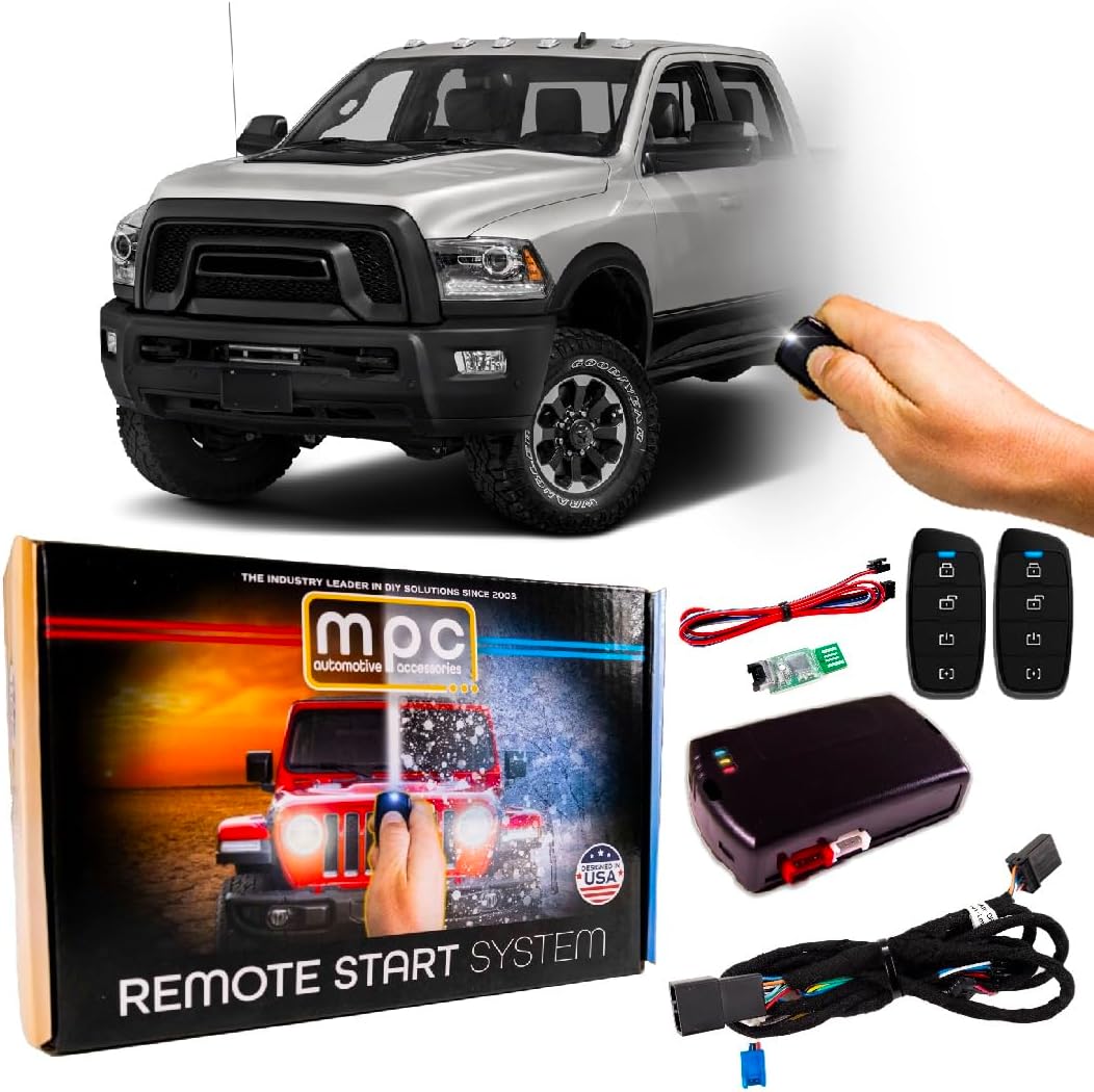 MPC 4-Button 2-Way Remote Starter Compatible with 2013-2017 RAM 2500 |Gas/Diesel| |Push-to-Start| Plugin T-Harness - FlashLink Updater