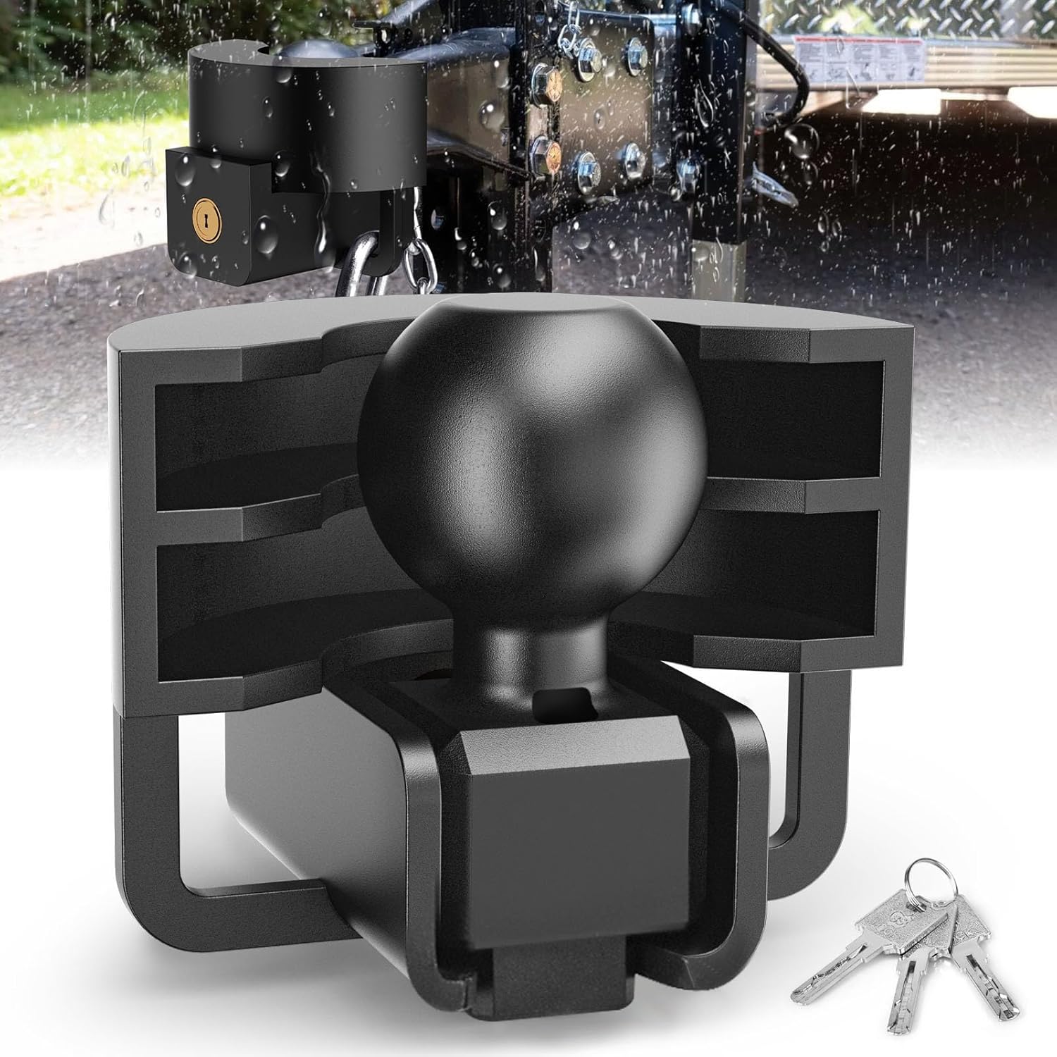 Trailer Hitch Lock, NenNicht Trailer Couplers Lock Fits 2 5/16 Inch Couplers, Heavy Duty Anti Theft Trailer Lock for Maximum Safety and Protection, Camper Accessories for Travel Trailers Trucks Rvs