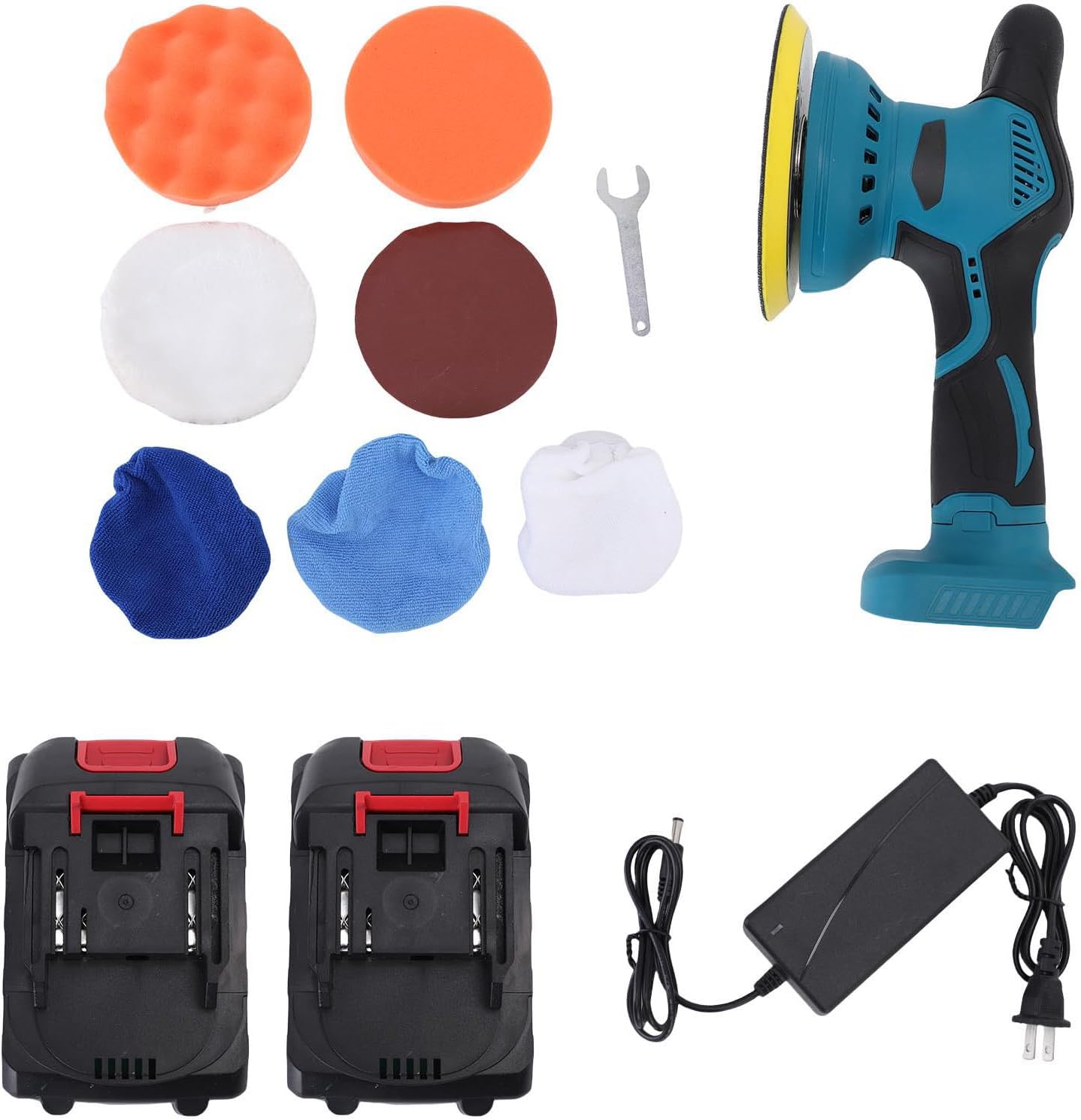 6 Inch Cordless Polisher Kit, 8 Variable Speed Car Polisher Portable Buffer Polisher 5500 RPM Orbital Buffer Polishing Machine for Car Maintenance Waxing