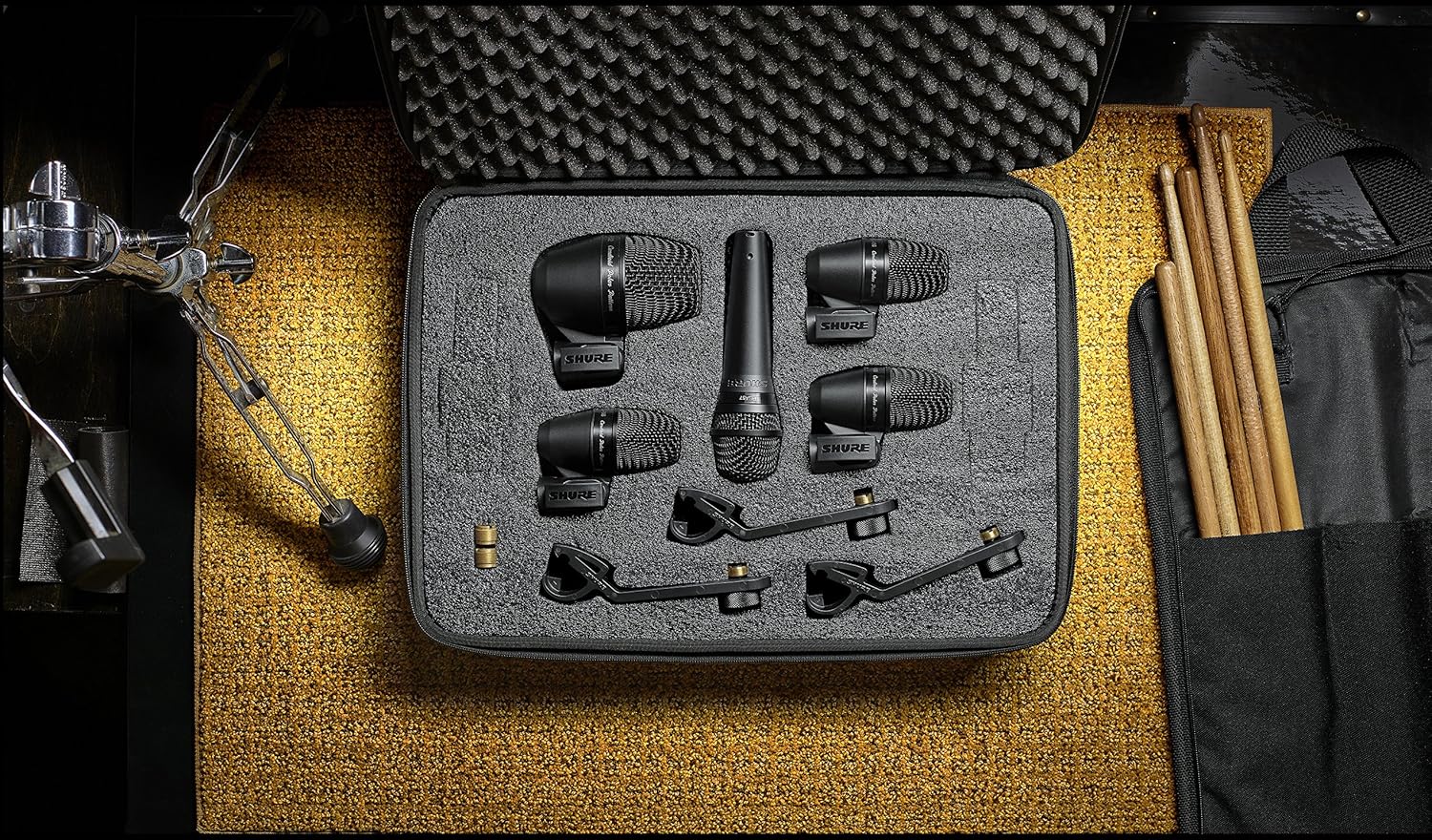 Shure PG ALTA 5-Piece Drum Microphone Kit for Performing and Recording Drummers - Includes Mics, Mounts and Cables with Options for Kick Drum, Snare and Tom (PGADRUMKIT5)