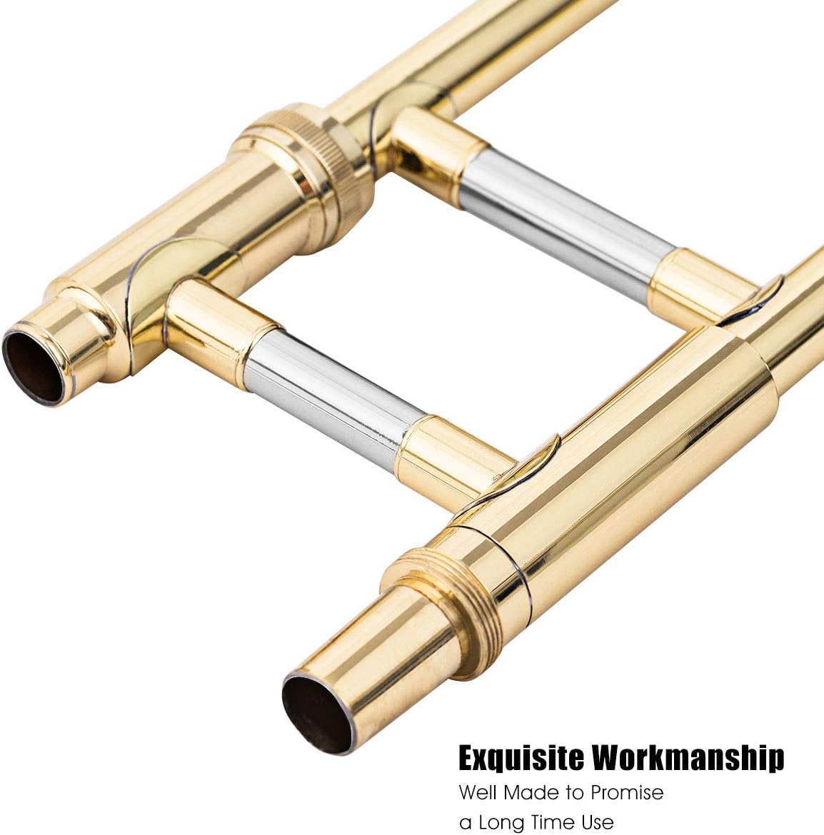 Costzon B Flat Tenor Slide Trombone Brass, Ideal for Standard Student Beginner Trombone w/Case, Gloves, Mouthpiece, Portable