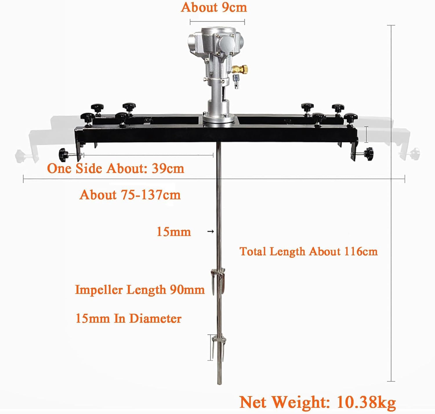 IBC Air Agitator, Electric Tank Mixer Machine 1/2HP, No-Load RPM: 0-2500RPM, Pneumatic Bracket Mixer, Paint Stirring Machine Bracket Air Agitator Paint Mix Tool