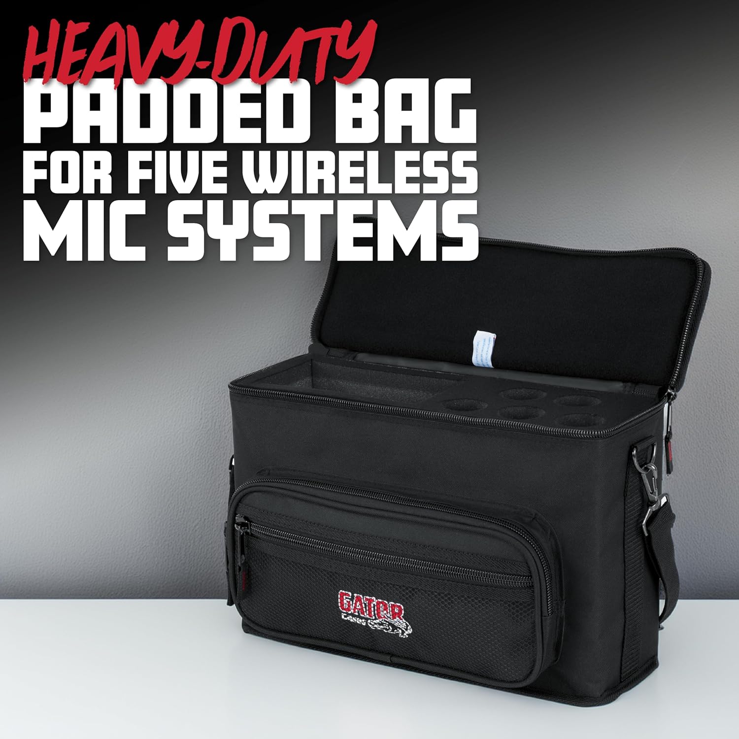 Gator Cases Padded Microphone Carry Bag, Holds (5) Wireless Microphone Systems, (GM-5W)