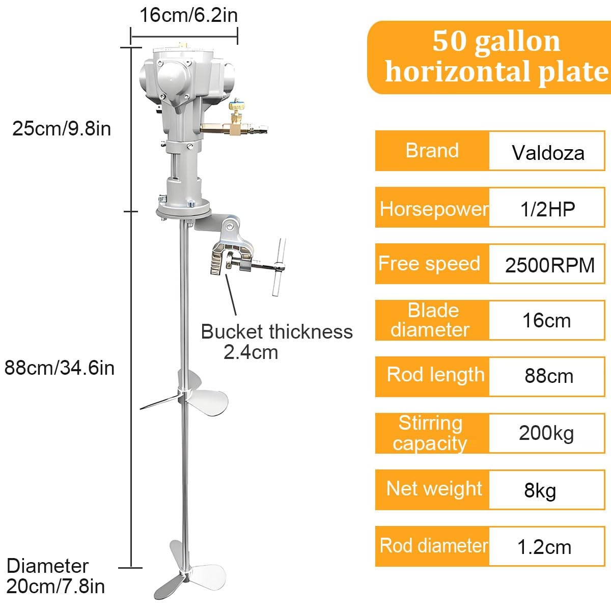 Pneumatic Paint Mixer 55 Gallon, Professional Air Agitator Drum Stirrer, 1/2HP Adjustable Pneumatic Tank Mixer Machine, Clip Mount Barrel Paint Mix Tool for Industry, Lab, Factory Use(50 Gallon)