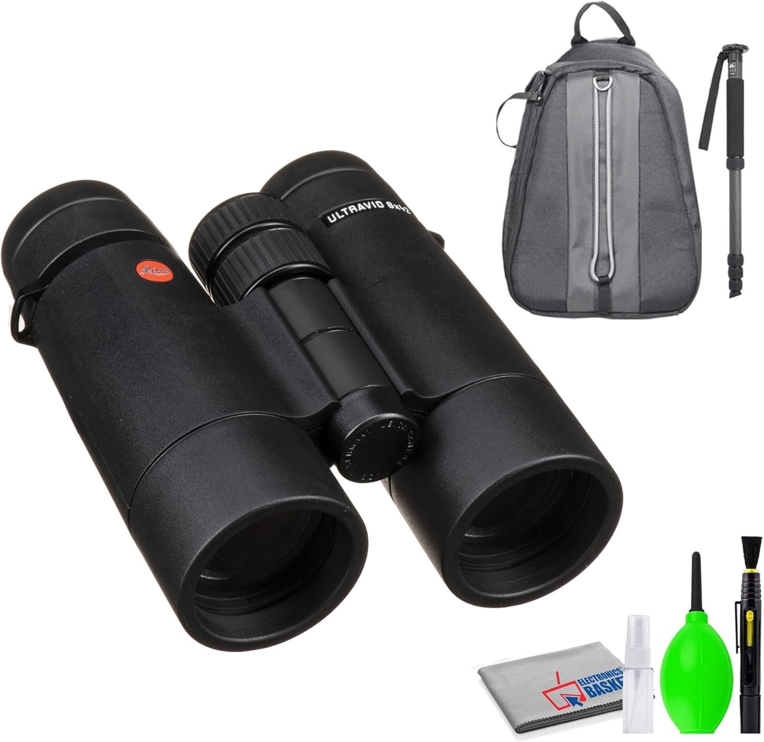Leica 8x42 Ultravid HD-Plus Binocular with Monopod, Deluxe Backpack and Cleaning Kit