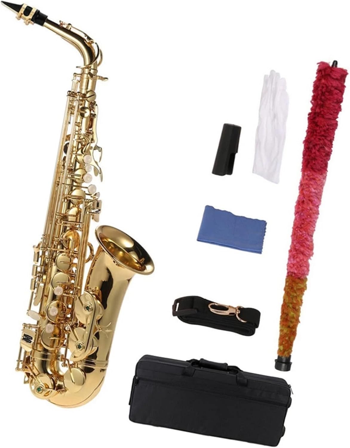 EB Alto Saxophone Brass Lacquered Gold E Flat Sax 82Z Key Type Woodwind Instrument Set (Color : 2)