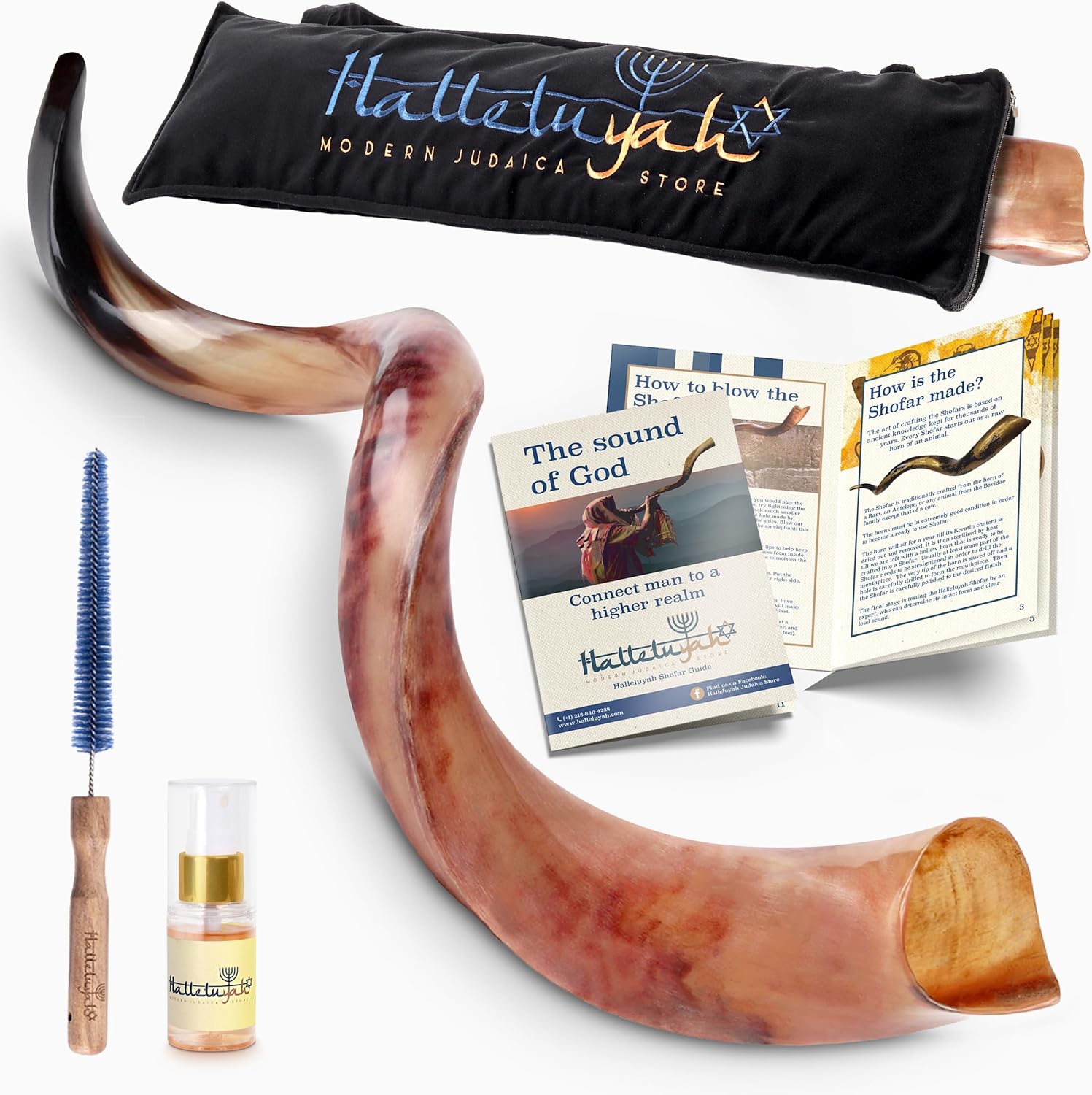 HalleluYAH Original Kosher Fully-Polished Kudu Shofar 35